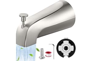 Claywie Universal Bathtub Tub Spout with Diverter, Fits 1/2" Slip-Fit Copper Pipe Connection, Pull Down Bathtub Faucet Spout Replacement, Easy Installation (Brushed Nickel)