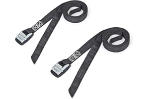 PowerTye MFG Lashing Straps with Cam Buckle - 1 inch x 4ft Tie-Down Straps with Protective Rubber Pad - Made in USA - For Motorcycles, Truck beds, Coolers and Small Cargo - 200 lb. WLL, Black (2-pack)