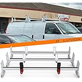 MELIPRON Universal Van Roof Ladder Rack Fit for Chevy Express 1500 2500 3500 Ford Econoline GMC Savana Rain Gutter Mount Rack