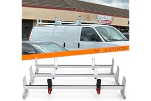 MELIPRON Universal Van Roof Ladder Rack Fit for Chevy Express 1500 2500 3500 Ford Econoline GMC Savana Rain Gutter Mount Rack