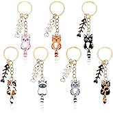 Nogeqi 7 Pcs Cat Keychain Cute Kitty Keychain Kawaii Cat Key Chain Mini for Handbag Backpack Bag Purse Charm Women Girl Men