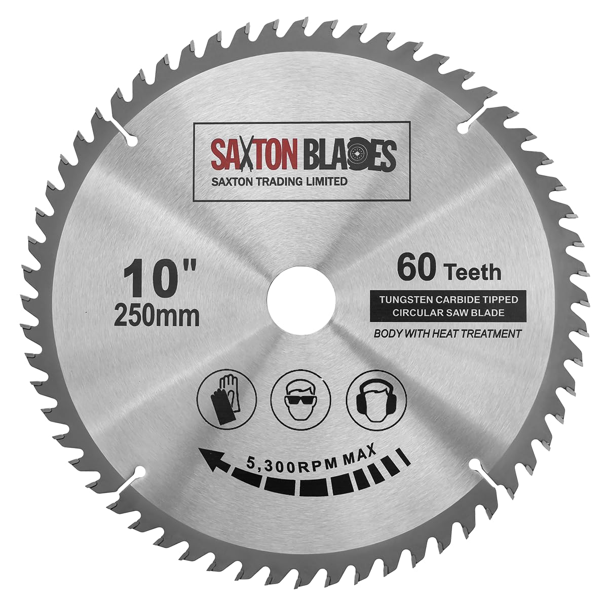 Saxton TCT Circular Wood Saw Blade 250mm x 30mm x 60T for Bosch, Makita etc fits 255mm saws