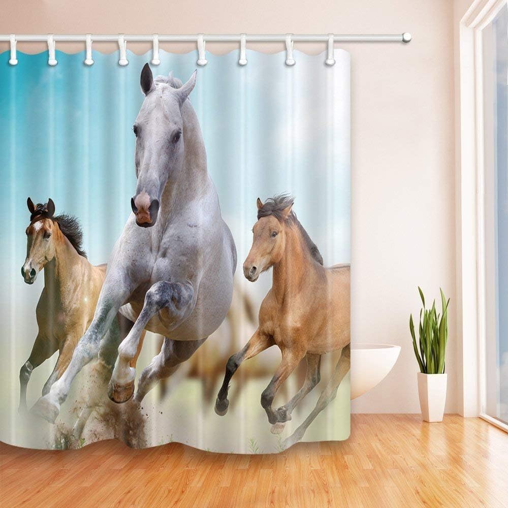 Animal Series Three Running Horse Shower Curtain 69X70 inch Proof
