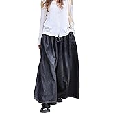 EXPOING Extra Wide Leg Denim Pants for Women Long Jeans Elastic Waist with Pockets Plus Size Loose Casual