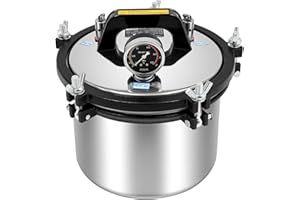 GOSHET Portable Steam Autoclave Ster𝒊l𝒊zer, 8L/2.11Gal 1.2KW 110V 264.2℉ Stainless Steel High Pressure Steam Cleaning Machine Desktop Ster𝒊l𝒊zer Equipment for Laboratory and Home Use