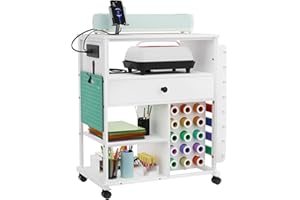 SEPTBOT Rolling Craft Storage Cart with Power Outlet and 23 Vinyl Roll Holders, Craft Rolling Storage Organizer Compatible with Cart Machines, Craft Organization and Storage Cart for Home Office