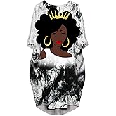 AZPSRT Fashion Women's African American Art Print Dress Casual Loose Dresses