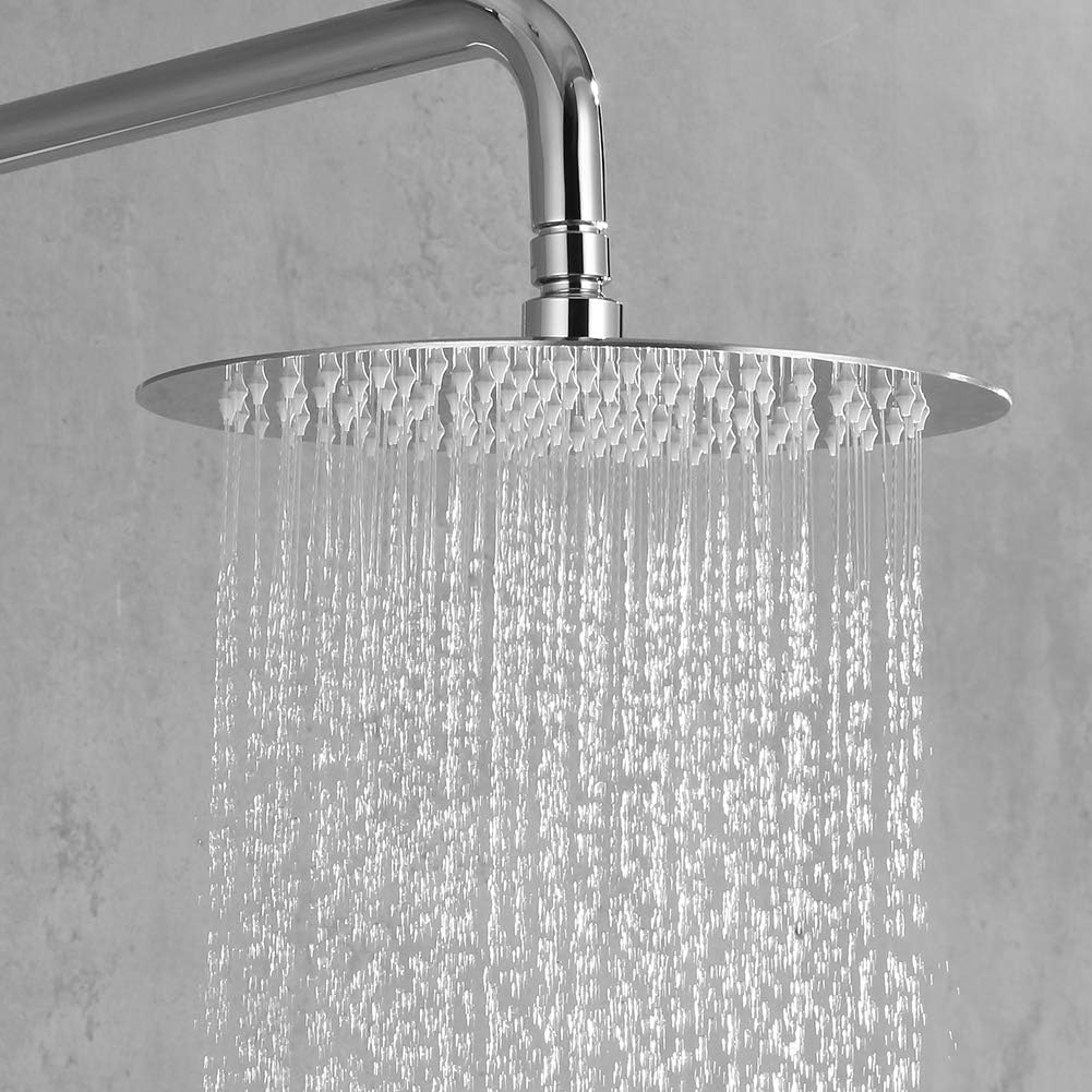 Ibergrif M20299 Rain Shower Head, 12 Inch Round Fixed Showerhead - Image 4