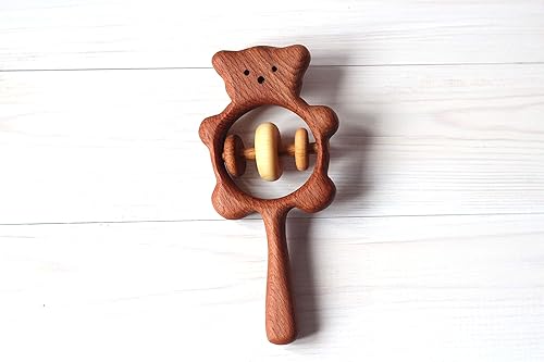 wooden rattle teether