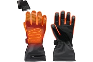 7JI Heated Gloves for Men Women, Rechargeable Heated Gloves with 3 Temperature Modes, 3000mAh Battery, Waterproof Electric Hand Warmers for Motorcycle Skiing, Camping & Hiking, Hunting, Cycling, XL
