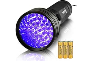 ESCO LITE UV Flashlights Black Light for Pet Urine Detection 51 LED Blacklight Flashlight for Dog Cat Stains, UV Light Flashlight for Resin, Carpet, Hotel, Bathroom with Battery