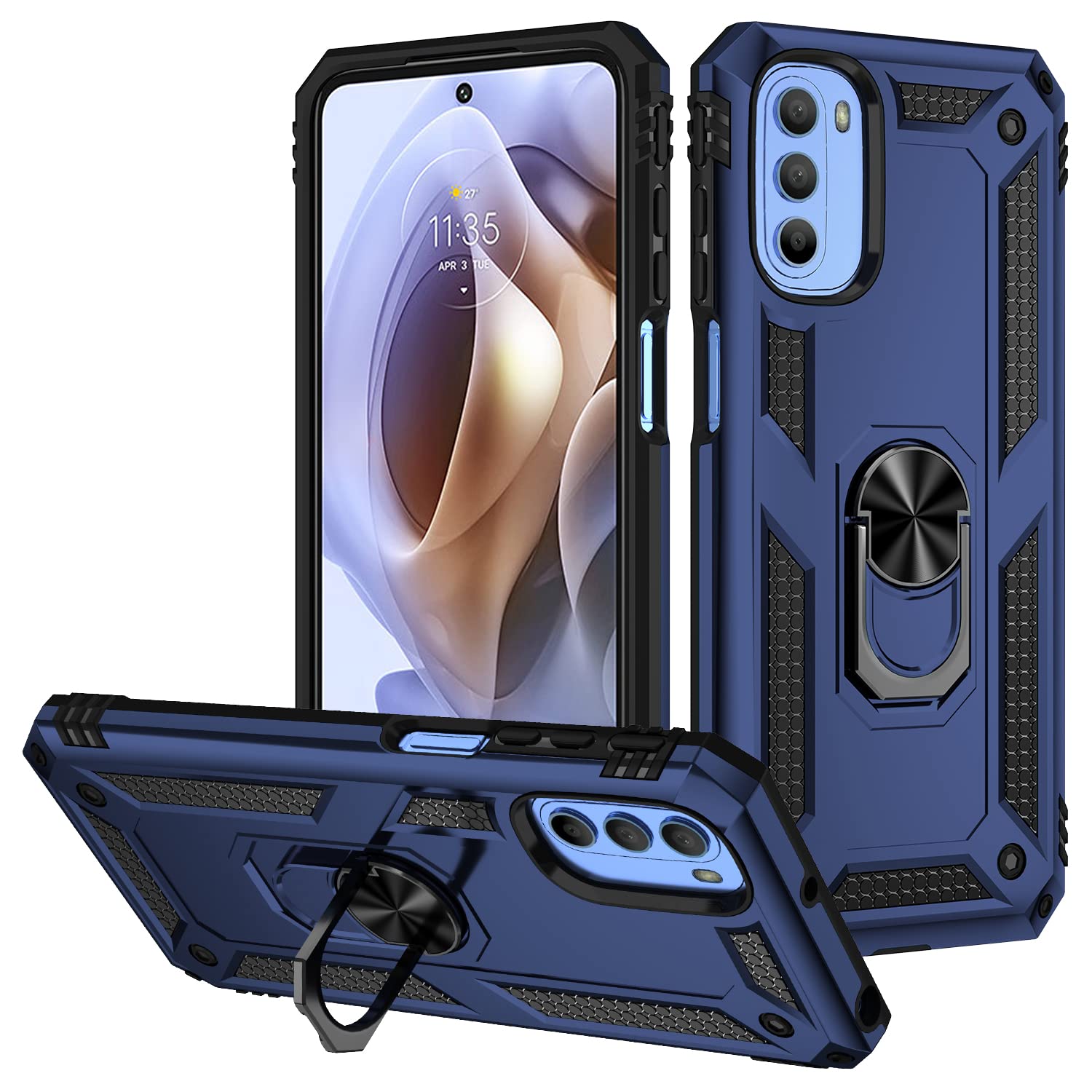 SHIEID Rugged Armor Case for Motorola Moto G31/G41 Shockproof and Bumper Back Cases with Kickstand Function Protective Phone Cover for Motorola Moto G31/G41-Royal blue