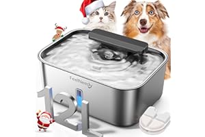 FEELNEEDY 3.2Gal/12L Dog Water Fountain for Large Dogs, Ultra-Quiet Stainless Steel Dog Water Bowl Dispenser with Swirling Water Flow, Pet Water Fountain with Visual Water Level for Large Dogs Cats & Multi-Pet