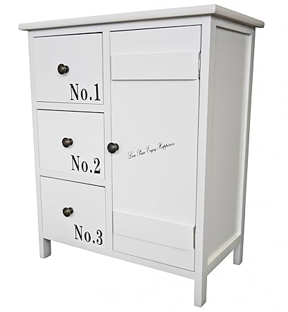 elbmöbel Kommode 60x50x30cm Schublade Schrank weiß antik Landhaus Holz Schuhschrank Tür Nummer