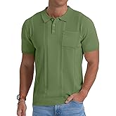 Sailwind Mens Textured Knit Polo Shirts Short Sleeve Summer Collared T Shirt with Pocket