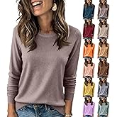 Pullover Sweaters for Women Classic Crewneck Knitted Sweater Tops Dressy Lightweight Long Sleeve Basic Clothes