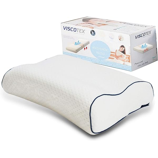 viscotex karin yuzustu ortopedik ergonomik boyun destekli ve ozel termal kilifli yastik viskoelastik sunger 65x40x7 cm amazon com tr