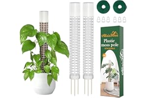 AlisisFores 2 Pcs Plastic Moss Pole for Monstera, Large Cylindrical Shape Poles for Climbing Plants Work with Sphagnum Moss, 17.5 Inch linkable Plant Stake Set of 2, Garden Ties