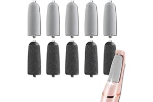 HUGUWDY 10 Pack Pedicures Replacement Heads for Flawless Replacement Heads，Electric Feet Callus Remover Roller Refills Compatible with Most Flawless Pedi Haootadiy Zaboul etc(5 Black Coarse and 5 Gray Fine)