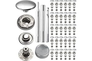 MEGOTO 15mm 831# Snap Fastener Stainless Steel Poppers Press Stud Cap Button for Bag Coats Marine Clothes Jackets Jeans Braccelets Silver (with Tools)