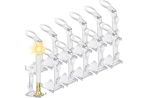 MOUKEREN 12 Pcs Christmas Electric Window Candle Lamp Holders with Strong Suction Cups Window Plastic Suction Cup Candle Holders for Windows to Secure Christmas Holiday Small Flameless(Clear)