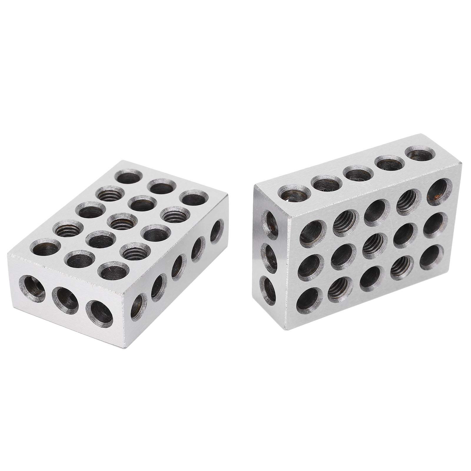 Yosoo Health Gear 1-2-3 Precision Block Pair, 0.0002in Accuracy, 23 Holes, Hardened Steel Machinist Tool for Milling Lathe Setup