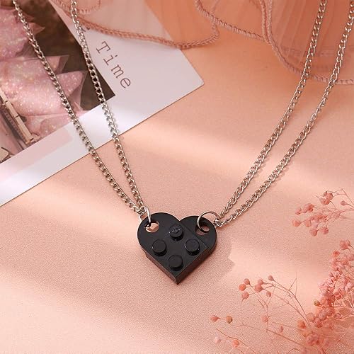 Caiyao Brick Necklace for Couples Friendship Heart Pendant Shaped