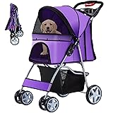Azaeahom Pet Stroller 4 Wheels Dog Cat Stroller for