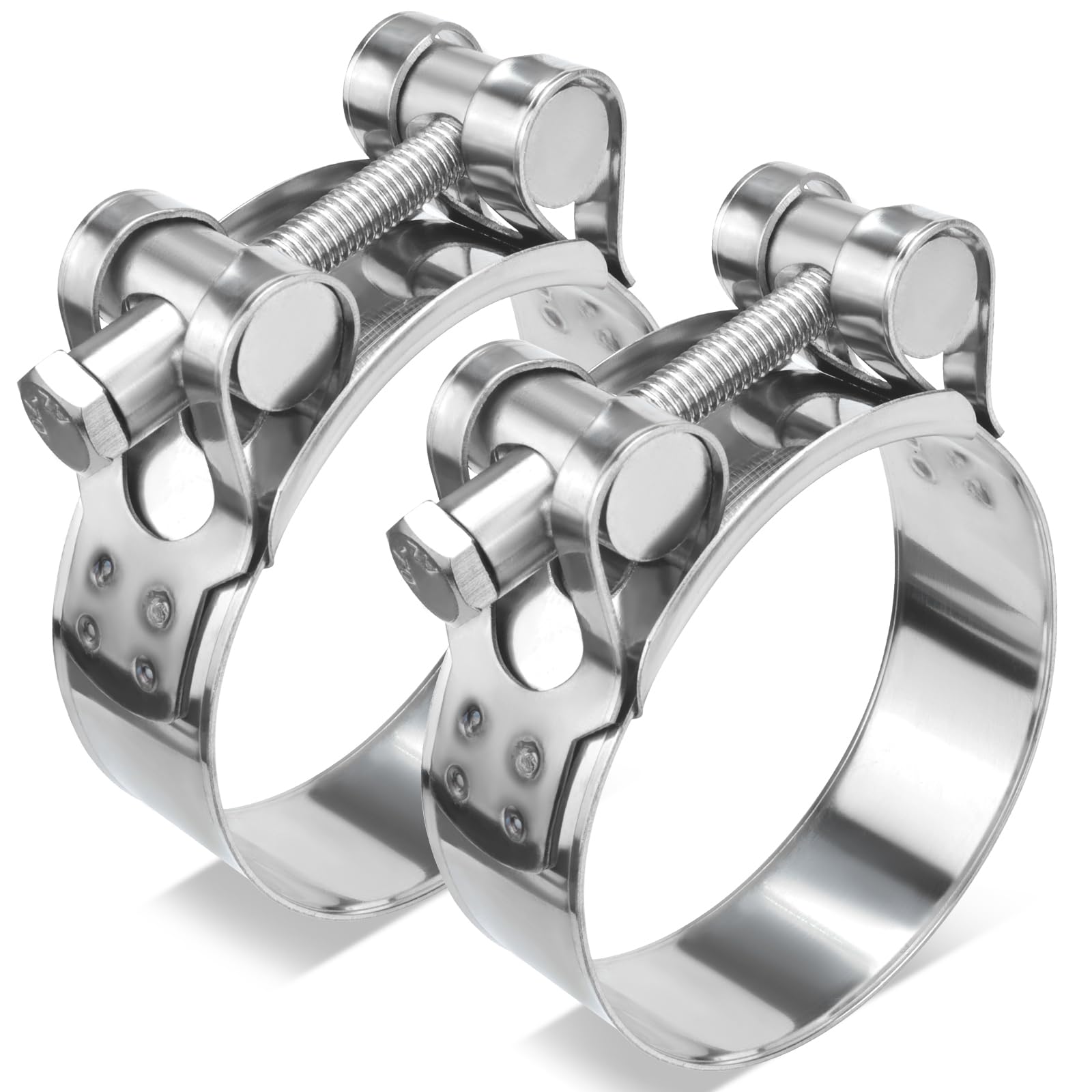 Fomiata 2Pcs 201 Stainless Steel T-Bolt Hose Clamps,Clamp Range 60-63mm ， Band Width 22mm (60-63mm 2pcs)