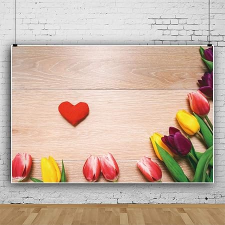 Amazon Co Jp Qinunipoto 背景布 チューリップの花 木の板の背景 木目 ハート 花柄 カラー フラワー 3 5x2 5m 小物撮影 料理撮影 撮影布 写真の背景 美しい フレア 少女 女の子の写真 結婚式 ウェディング バレンタイン 撮影用 自宅 写真館 子供写真の背景 写真結婚式