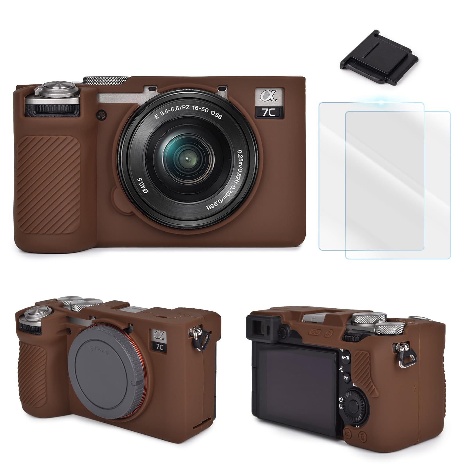 VOVMOEYA Camera Case for Sony Alpha 7C II with 2 LCD Screen Protectors and 1 Hot Shoe Cover, A7CM2 Silicone Case, Soft Protective Lightweight