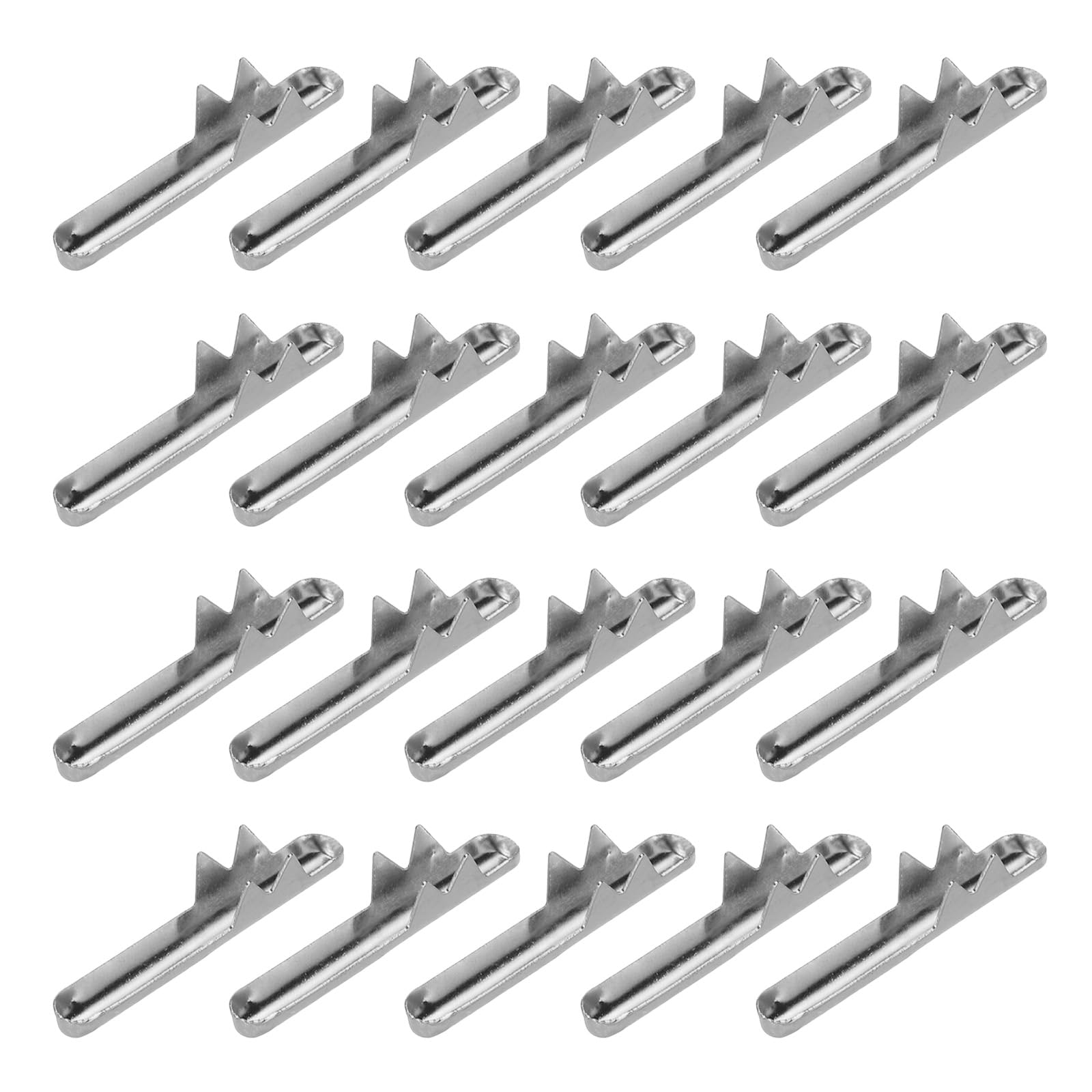 PATIKIL Elastic Cord Crimp Ends, 500 Pcs Stainless Steel Elastic Barbed Cord Fastener Half Cover Cord Ends for Binding Hanging Webbing DIY, Silver Tone