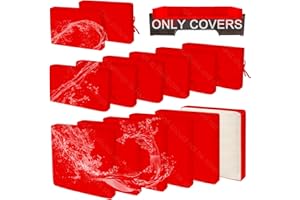 Rkufoze 14 PCs Patio Cushion Covers for 7 PCs Outdoor Furniture Sectional Seating Sets Water Resistant Plus 2 Throw Pillows (Red, 24.8(L)*24.8(W)*3.14(T) inches)