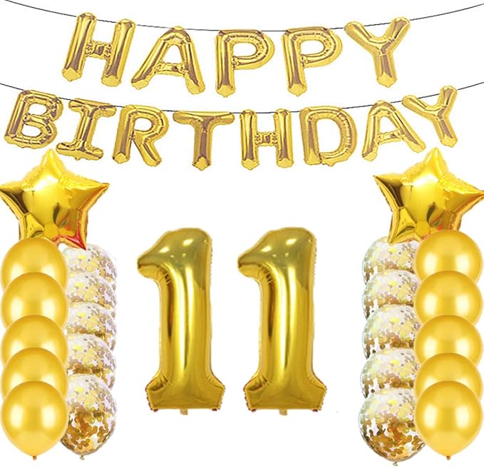 Sweet 11th Birthday Decorations Party Supplies,Gold Number