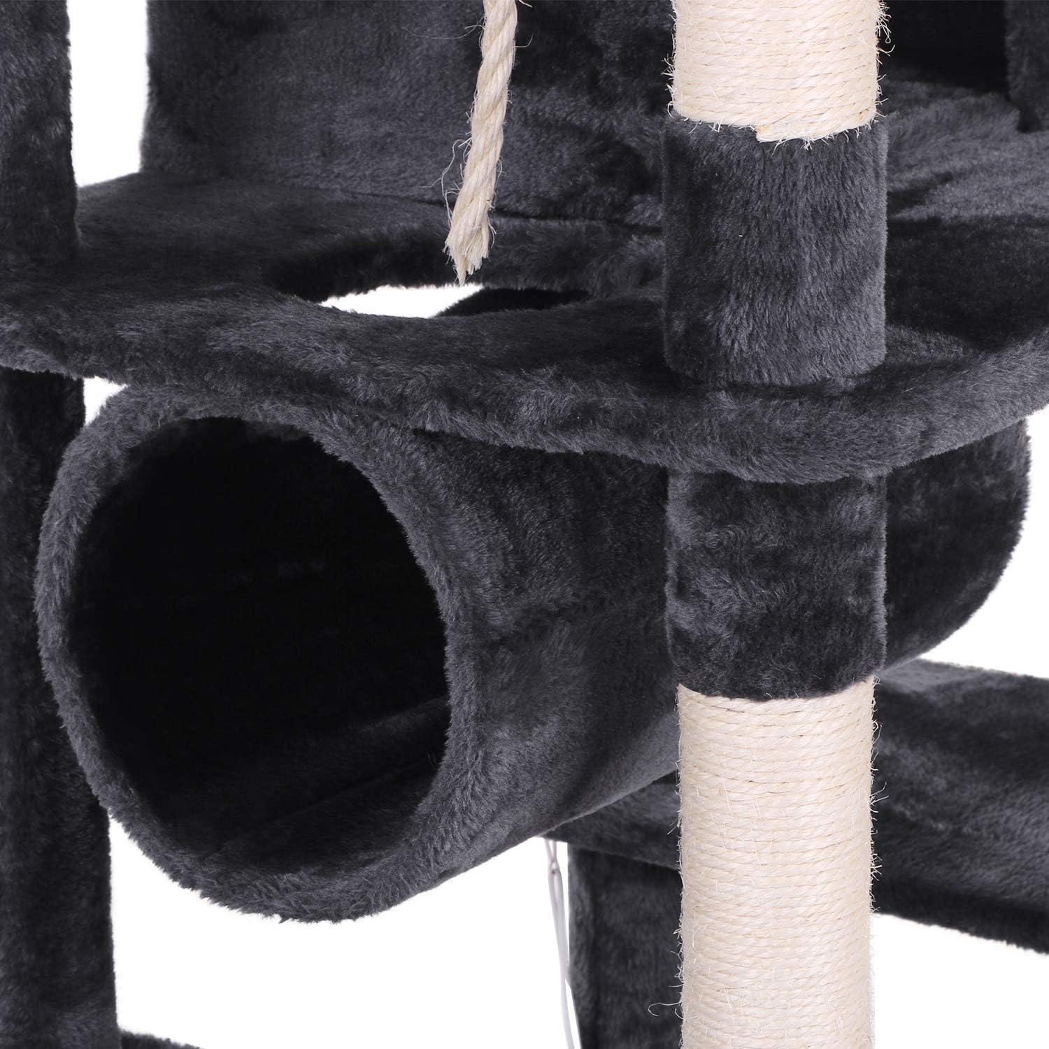 BEWISHOME Cat Tree Condo Furniture Kitten Activity Tower Pet Kitty Play House Playground with Sisal Scratching Posts Perch Hammock Tunnel Grey MMJ02H : Pet Supplies