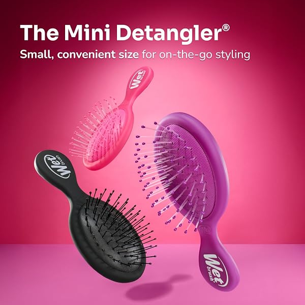 WET BRUSH SQUIRT DETANGLING BRUSH, 3 CT, PINK, PURPLE & BLUE, MINI DETANGLER, NO TANGLE ULTRA-SOFT INTELLIFLEX BRISTLES, WET & DRY STYLING HAIRBRUSH FOR WOMEN & MEN, ALL HAIR TYPES