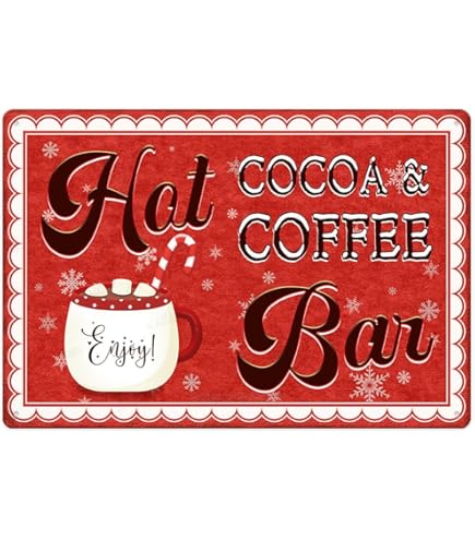 Hot Cocoa - Letrero De Barra Vintage Para Estación De Café, Letreros De Metal Para Decoración Del Hogar, Cocina, Placa De Aluminio Para Cafeterías, Club, Bar, Tienda, Puerta, Hogar, Garaje, Mercado