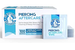 Dr. Piercing Aftercare Wipes - Gentle Saline Solution for Piercings - Keloid Bump Removal Ear Piercing Cleaner - Earring Lip Belly Nose Piercing Bump Treatment - Ear Cleaner (100 Count)
