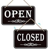 Open Closed Signs for Business, 12x6.7 Waterproof Double Sided Come In or Closed Hanging Sign, Business Open and Closed Hours Flip Sign for Stores Restaurants Bars Shops Door Window