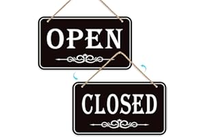 LUHIMO Open Closed Signs for Business, 12x6.7 Waterproof Double Sided Come In or Closed Hanging Sign, Business Open and Closed Hours Flip Sign for Stores Restaurants Bars Shops Door Window