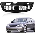 CarPartsDepot Front Black Grille Assembly Grill Honeycomb Style Insert Compatible With Honda Civic Coupe 2-Door 2004-2005 HO1200165 71121S5PA02