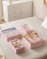 SONGMICS Set of 4 Underwear Drawer Organisers Foldable RUS04PK Jelly Pink view 3