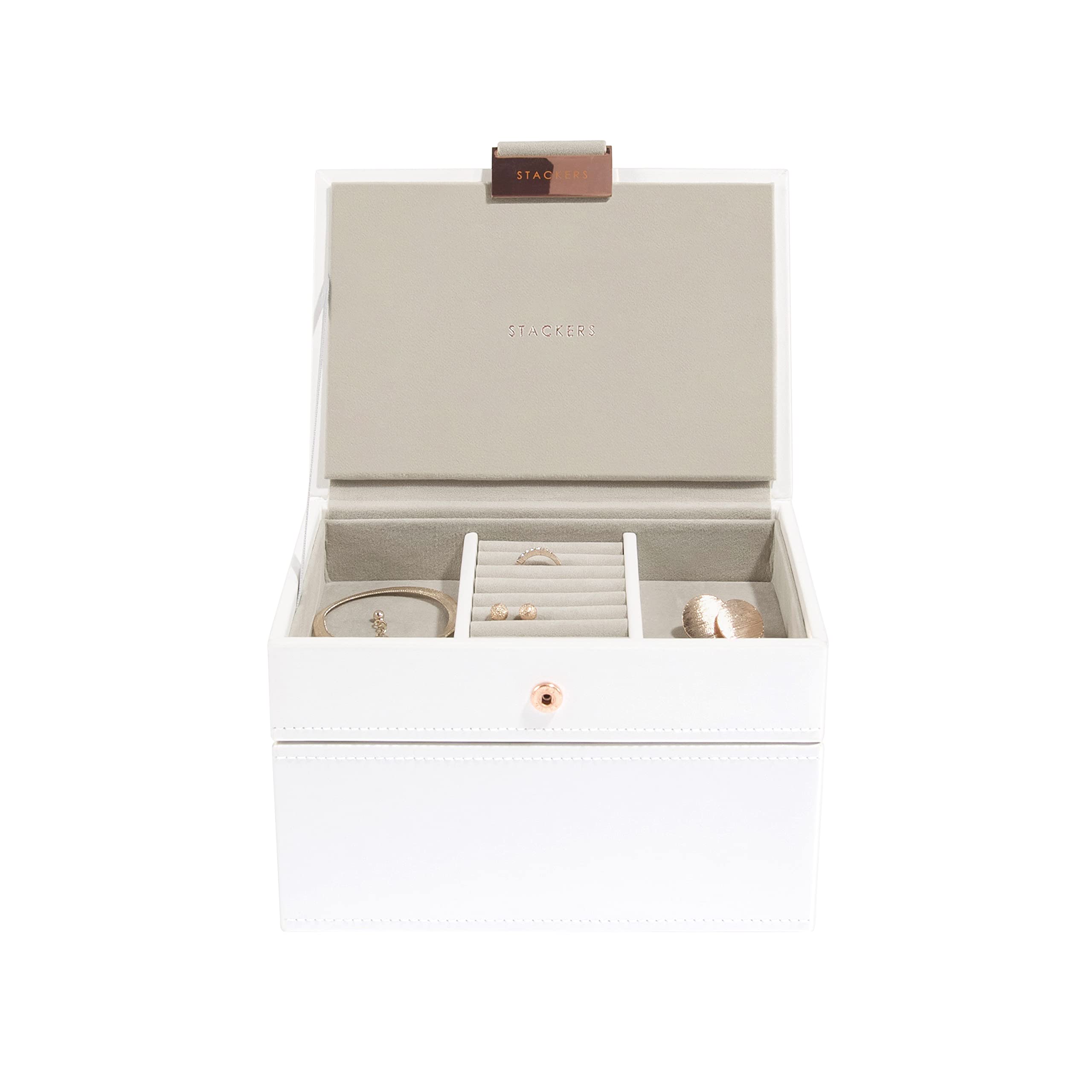 Stackers White & Rose Gold Mini Jewellery Box - Set of 2