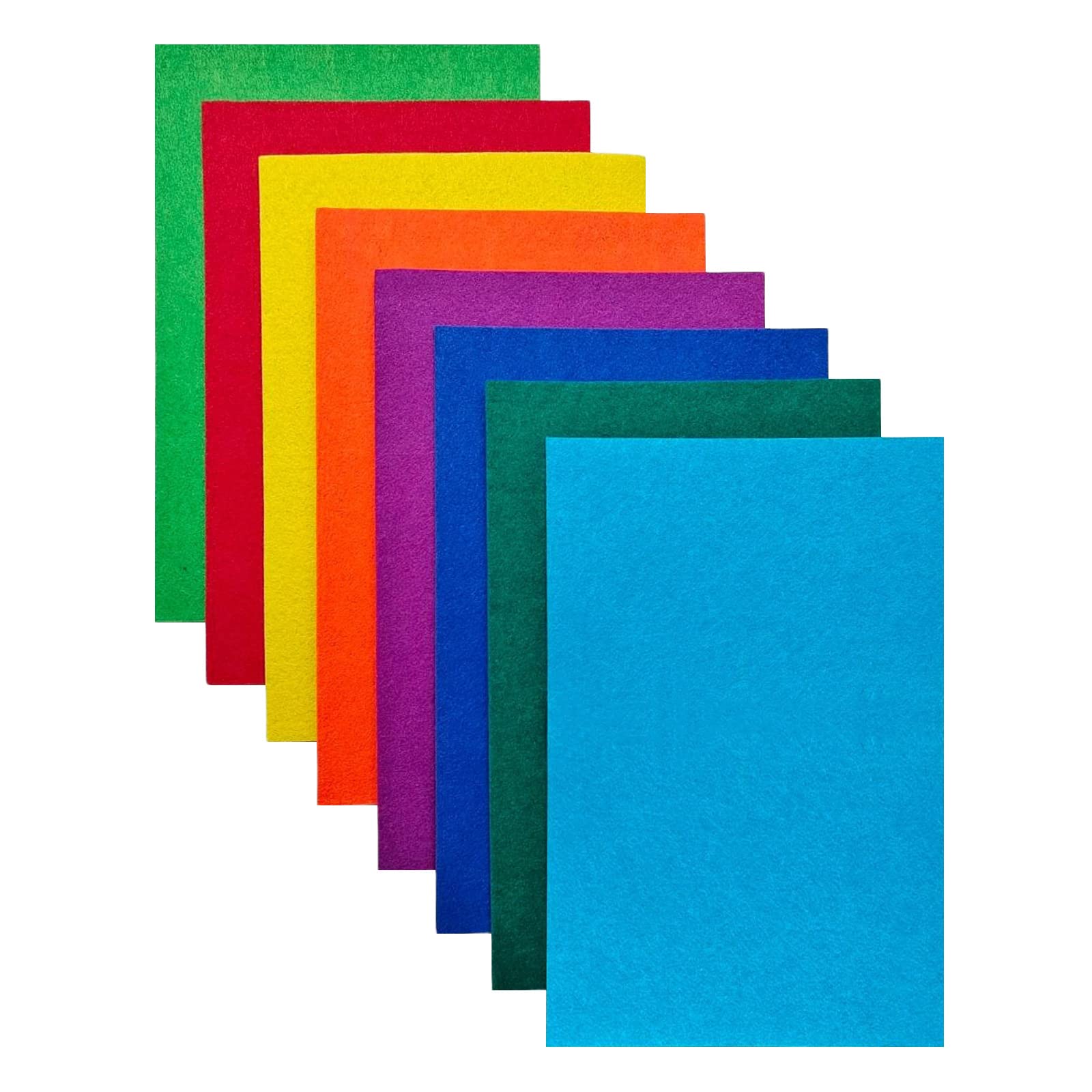 Jtnohx Stiff Felt Fabric for Crafts, 2mm Thick Colour Felt Sheets, 8 Pcs 20x30cm Craft Fabric for Sewing & DIY Projects(Rainbow Color Series)