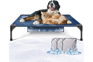 clawsable Indoor Instant Cooling Elevated Dog Bed for Small Medium Large Dogs, 8-12H Long-Lasting Cooling Pack, Raised Lifted Bed Mat Cot Hammock Off Ground