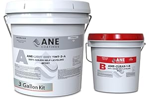ANE COATINGS Self Leveling Epoxy Resin Kit – ANE Garage Floor Epoxy Kit Spreads Seamlessly. Durable, Industrial Grade Clear Epoxy Resin for Concrete Floors and Countertops - Light Grey