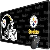 Malogtan Large Gaming Mouse Pad with Non-Slip Rubber Base for Laptop Computer Desktop Keyboard,Black Design Stitched Edges Mouse Desk Mat for Football Sport Fans