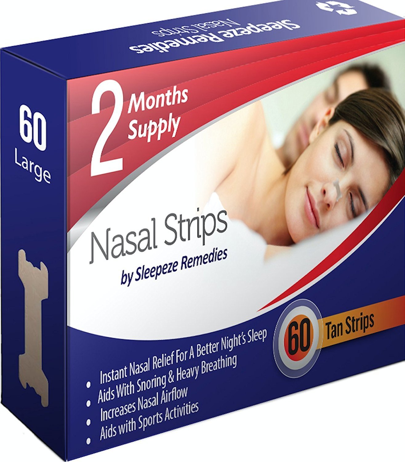 Nasal Strips Large x60 by Sleepeze Remedies Nose Strips to Stop