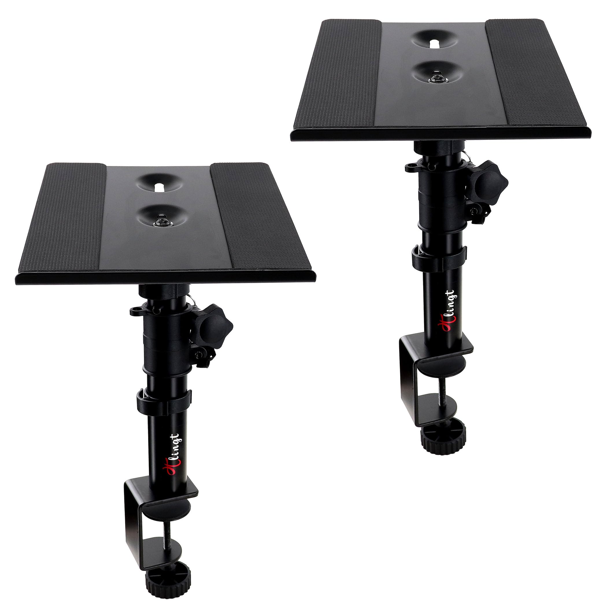 Desktop Speaker Stand, Clamp-on Studio Monitor Speaker Stand Pair, Heavy Duty 22.5 x 24cm Metal Tray, -10° to +10° Titled Angle, Fits for Wide Range of Monitor Speakers, Bookshelf Speakers, Laptops.