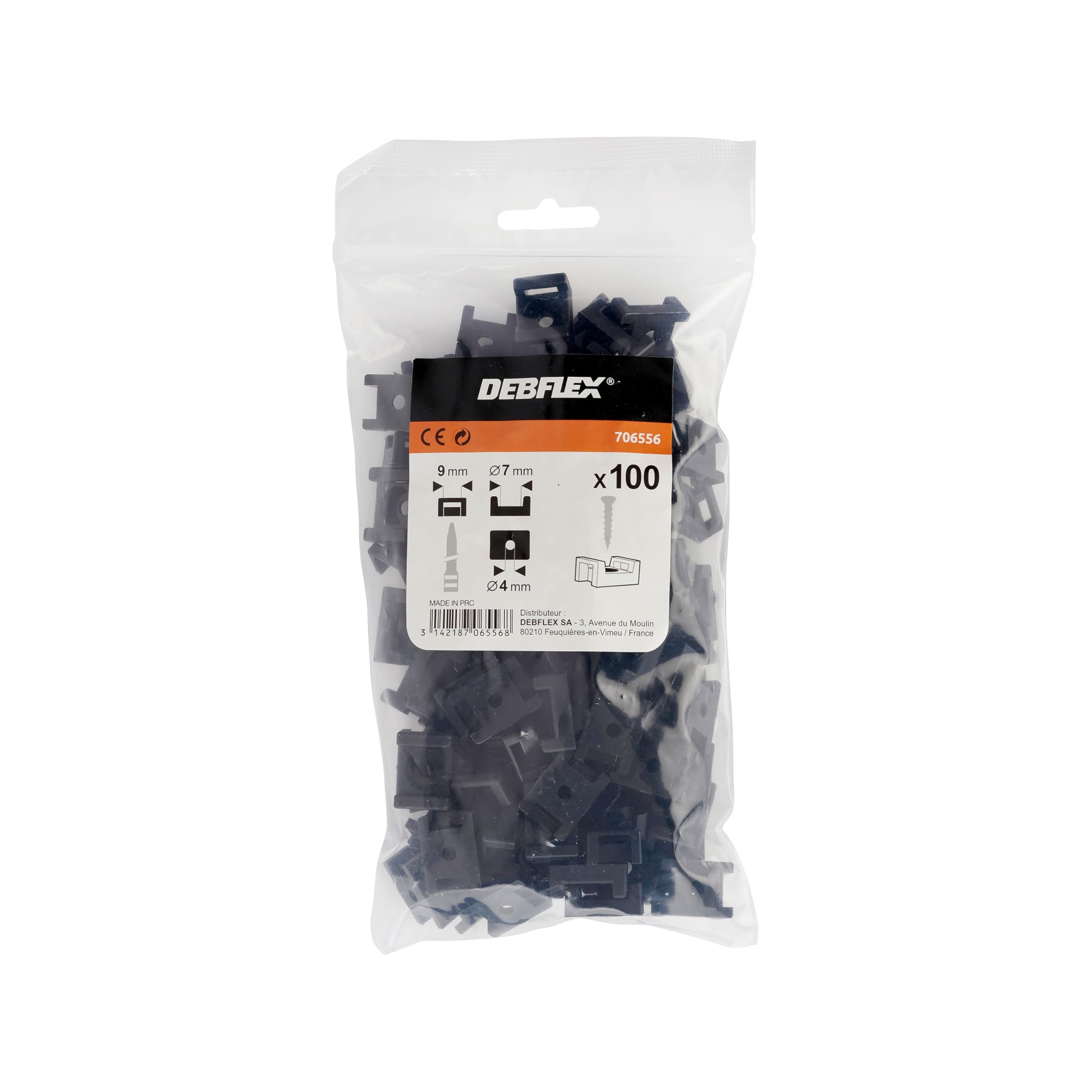 Debflex 706556 100 Cable Tie Mounts L9 Black